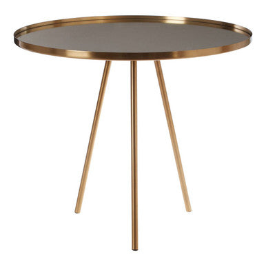 Gold Finish Mirrored Top Side Table with Minimal Iron Base | Corra
