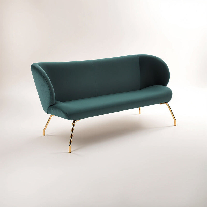 2 Seater Green Sofa with Curved Backrest | Kolding