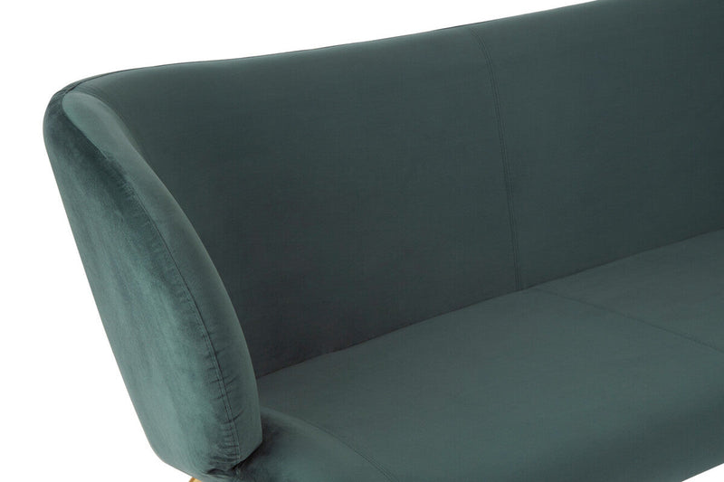 2 Seater Green Sofa with Curved Backrest | Kolding