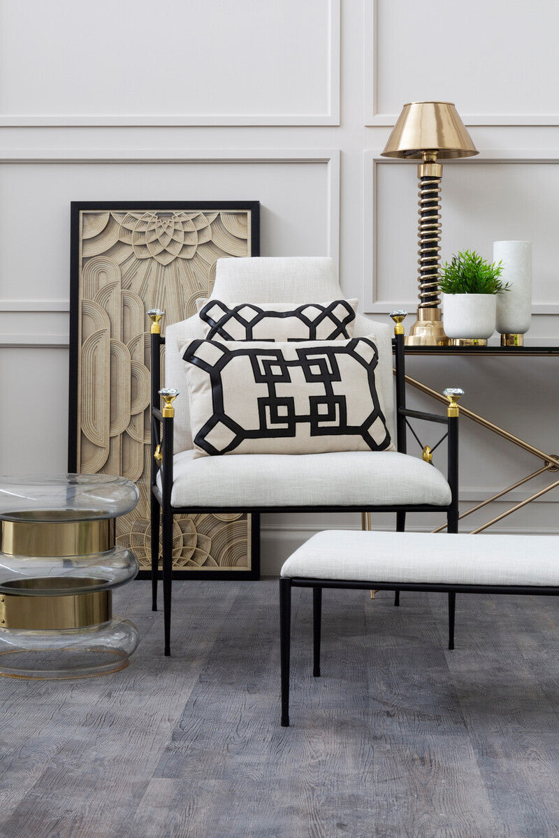 Gold Finish Side Table with Clear Circular Glass Sides and Steel Frame | Margot