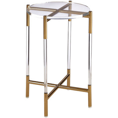 Gold Finish Side Table with Acrylic Accents | Miley