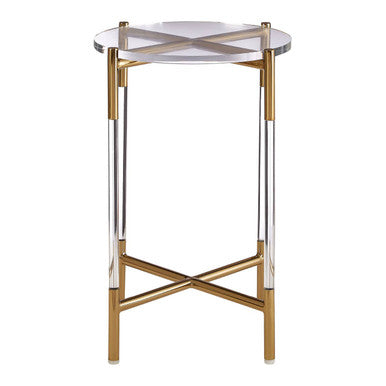 Gold Finish Side Table with Acrylic Accents | Miley