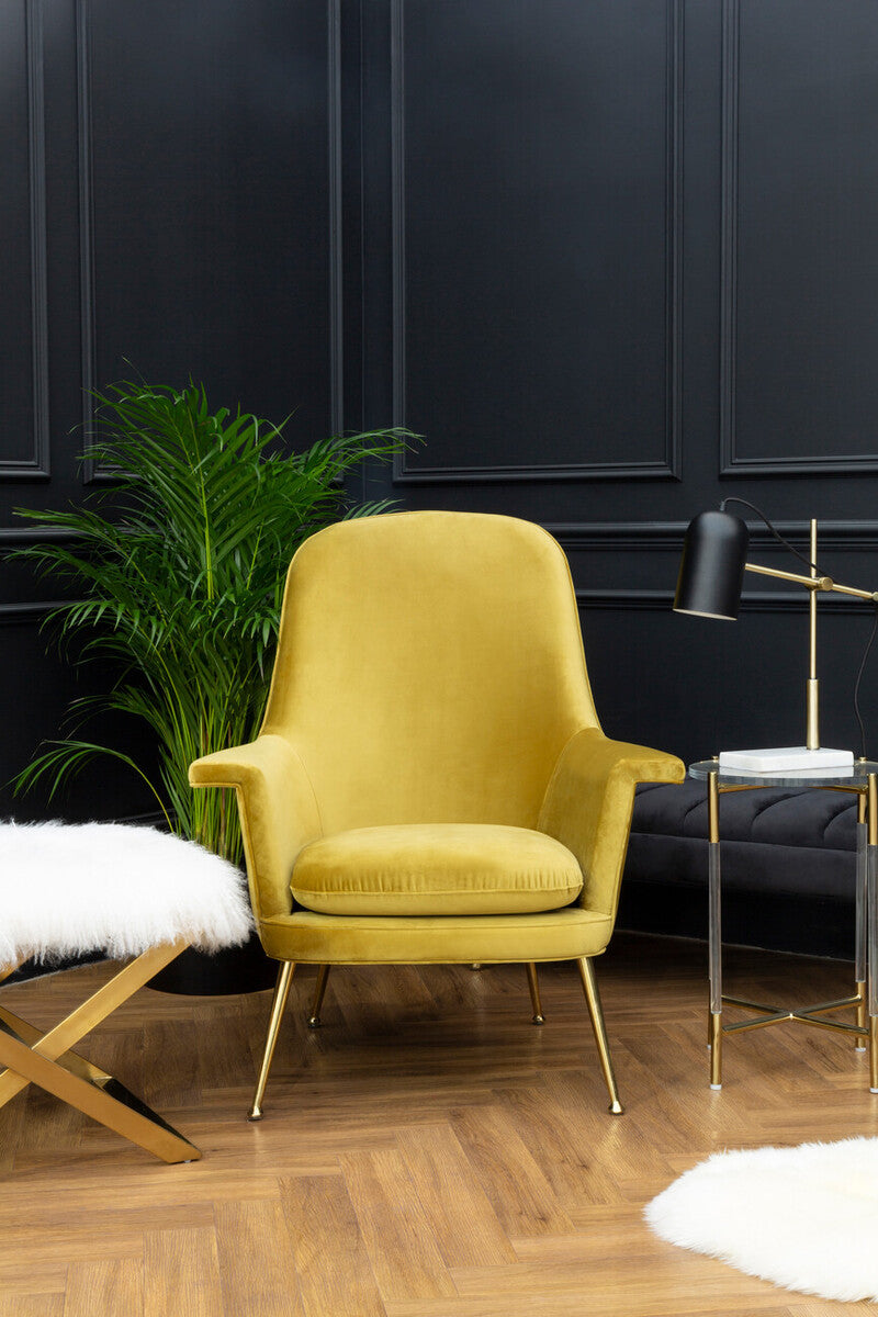 Gold Finish Side Table with Acrylic Accents | Miley