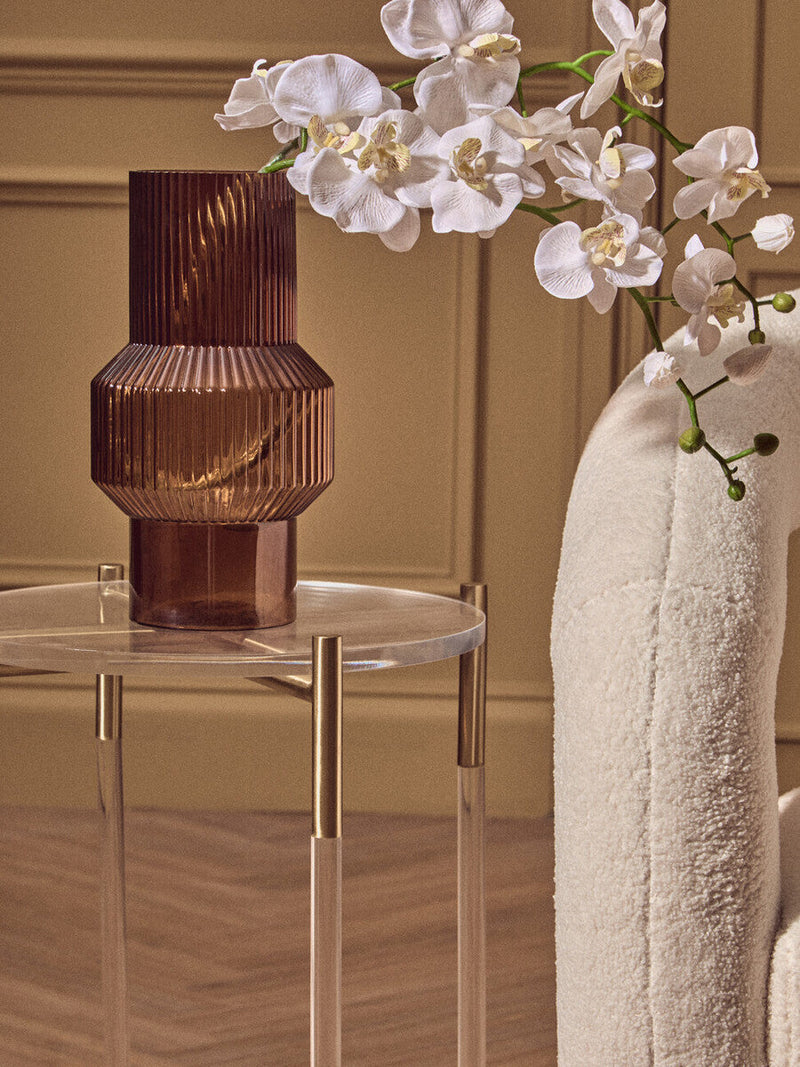 Gold Finish Side Table with Acrylic Accents | Miley