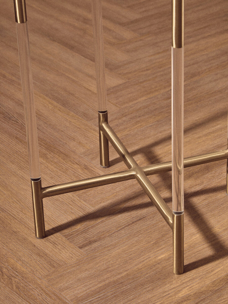 Gold Finish Side Table with Acrylic Accents | Miley