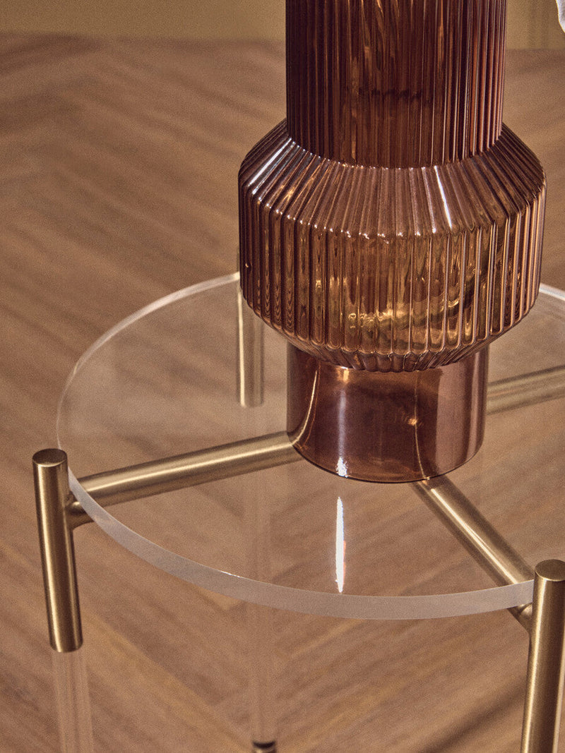 Gold Finish Side Table with Acrylic Accents | Miley