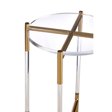 Gold Finish Side Table with Acrylic Accents | Miley