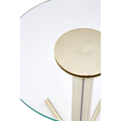 Clear Glass Top Side Table with Splayed Gold Finish Metal Base | Miley