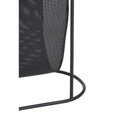 Grey Glass Top Side Table with Black Metal Frame and Hanging Mesh Shelf | Trento