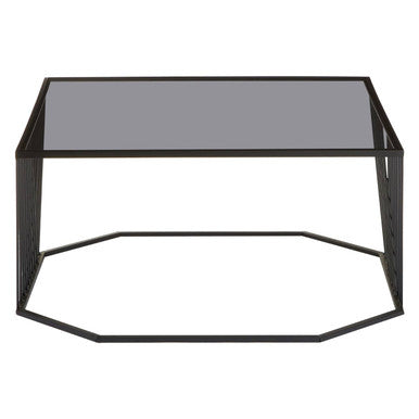 Grey Glass Top Coffee Table with Black Wireframe Design | Trento