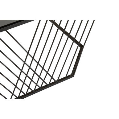 Grey Glass Top Coffee Table with Black Wireframe Design | Trento