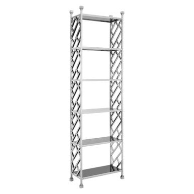 Silver and Black Glass 6 Tier Shelving Unit | Horizon