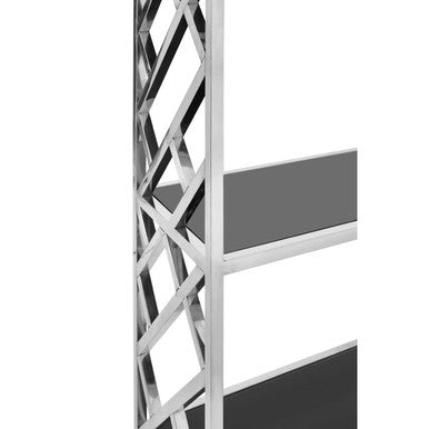 Silver and Black Glass 6 Tier Shelving Unit | Horizon
