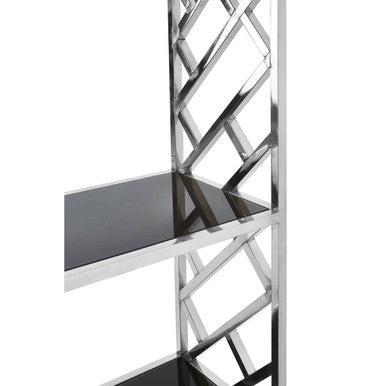 Silver and Black Glass 6 Tier Shelving Unit | Horizon
