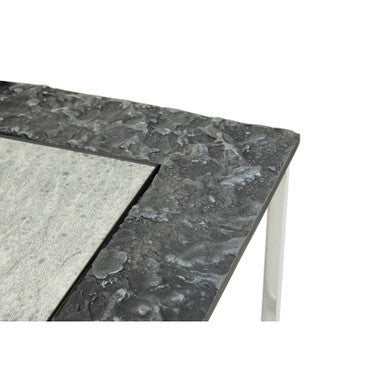 Antique Glass Top Rectangular Set of 3 Nesting Side Tables with Nickel and Gunmetal Frame | Akola
