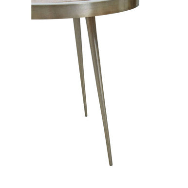 Natural Acacia Wood Round Side Table with Gold Aluminium Border and Legs | Almora
