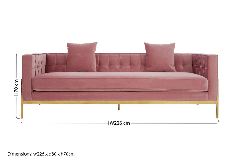 3 Seater Pink Sofa | Rena