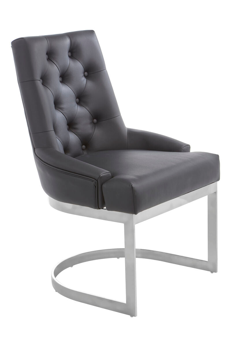 Tufted Black Faux Leather Dining Chair | Azalea