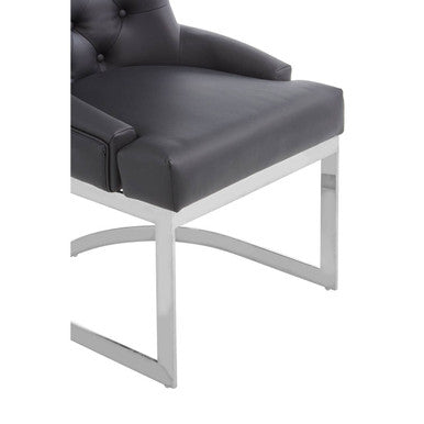 Tufted Black Faux Leather Dining Chair | Azalea