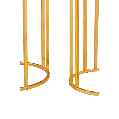 Set of 2 Round White Marble Tops Side Tables with Rich Gold Metal Frame | Templar