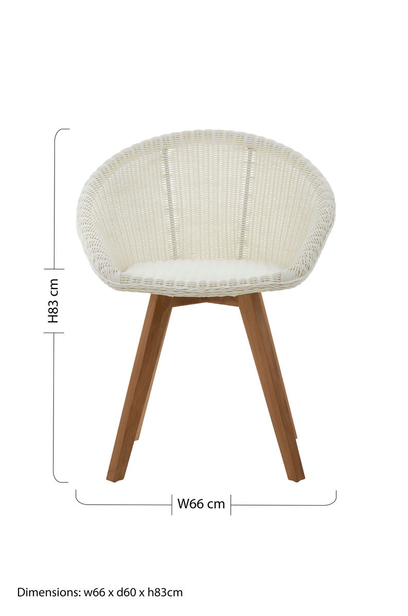 White Rattan Effect Dining Chair | Lovina