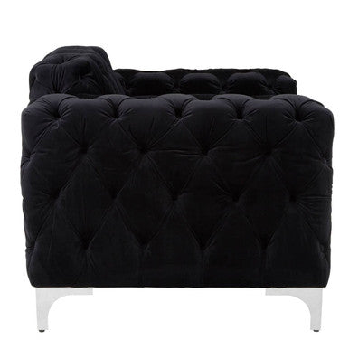 Black Velvet Modern Chesterfield Chair | Madina
