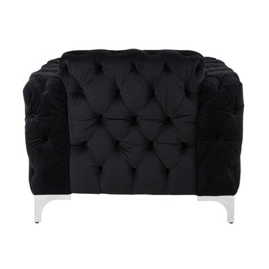 Black Velvet Modern Chesterfield Chair | Madina