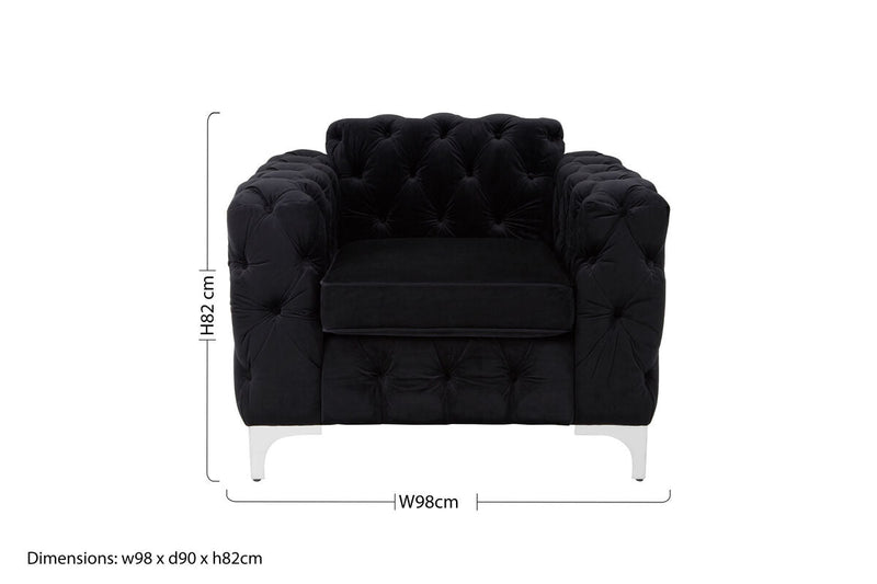 Black Velvet Modern Chesterfield Chair | Madina