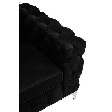 Black Velvet Modern Chesterfield Chair | Madina