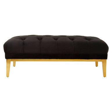 Black Velvet Button Tufted Bench | Piermount