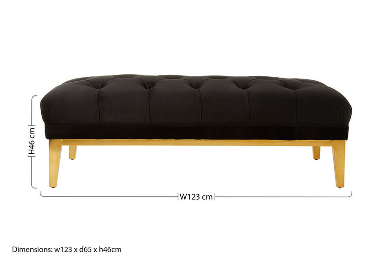 Black Velvet Button Tufted Bench | Piermount