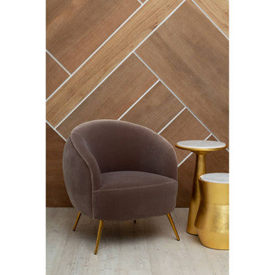 Small Gold Drum Wood Side Table with White Marble Top | Lino