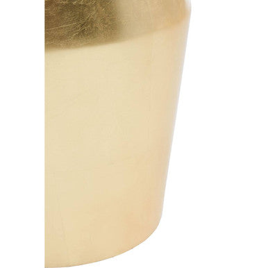 Large Gold Drum Wood Side Table with White Marble Top | Lino