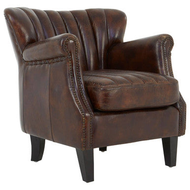 Winged Brown Leather Armchair | Victor