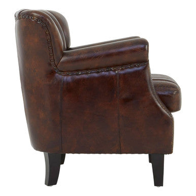 Winged Brown Leather Armchair | Victor