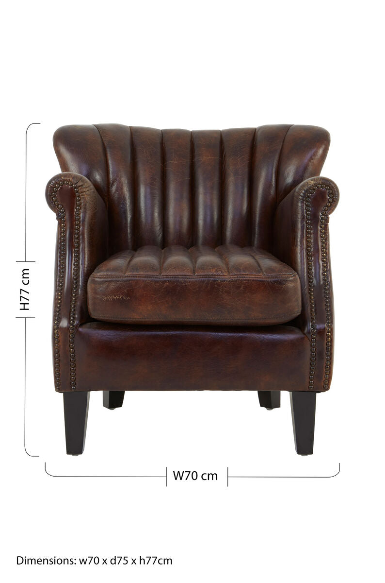 Winged Brown Leather Armchair | Victor