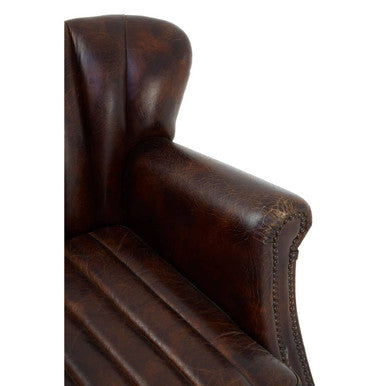 Winged Brown Leather Armchair | Victor