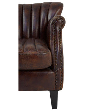 Winged Brown Leather Armchair | Victor