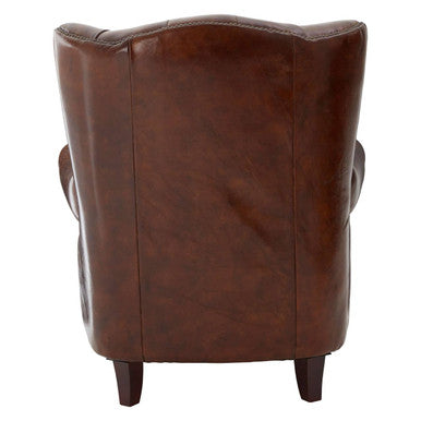 Brown Leather Scroll Armchair | Victor