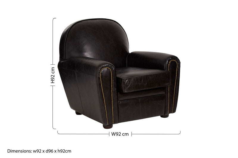 Black Leather Classic Armchair | Victor