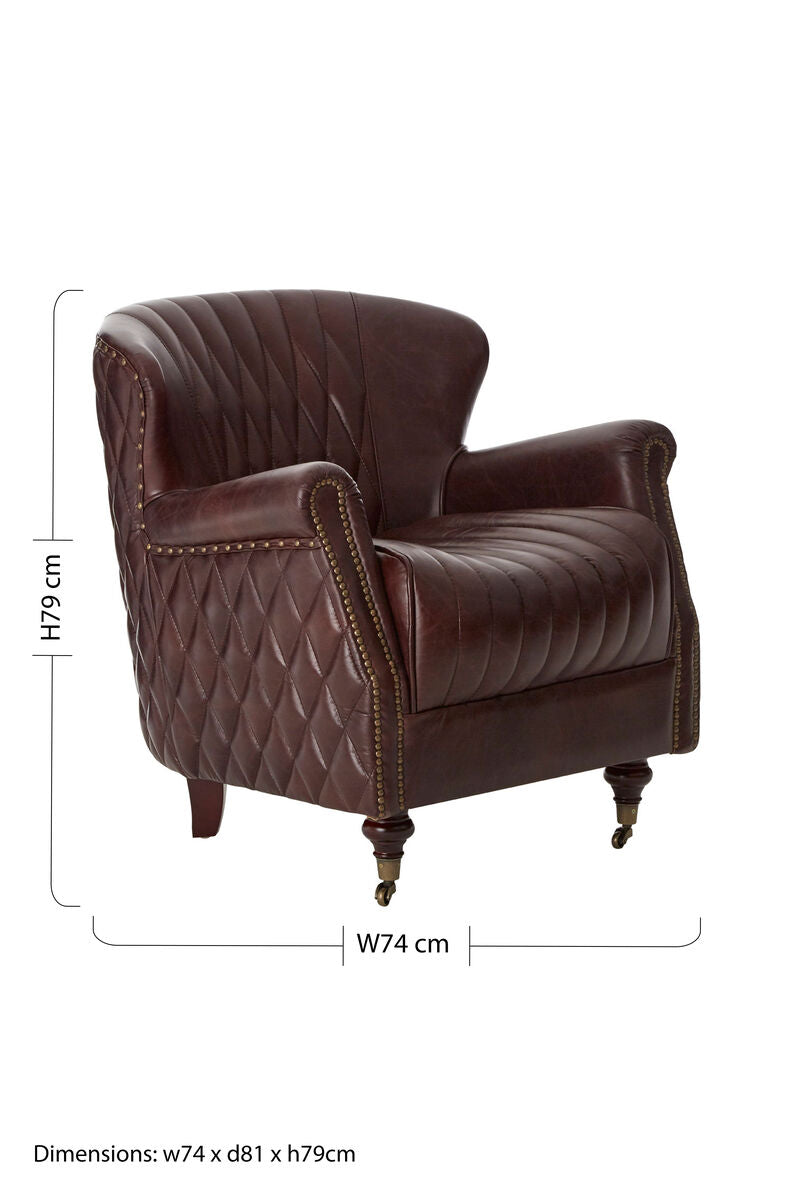 Brown Leather Winged Back Armchair | Victor