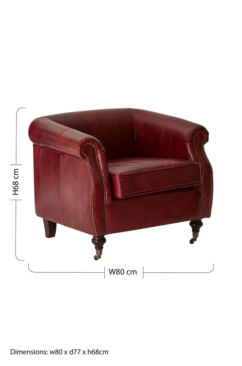 Deep Red Leather Armchair | Victor