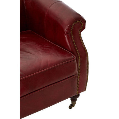Deep Red Leather Armchair | Victor