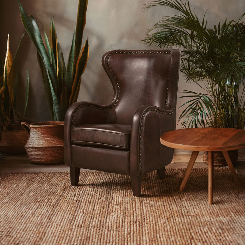 Brown Leather Lounge Chair | Victor