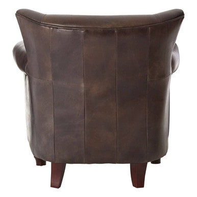 Dark Grey Brown Leather Armchair | Victor