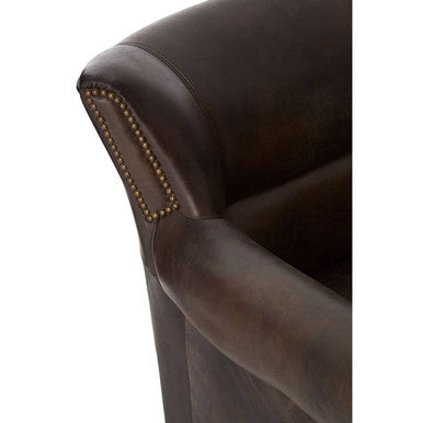 Dark Grey Brown Leather Armchair | Victor