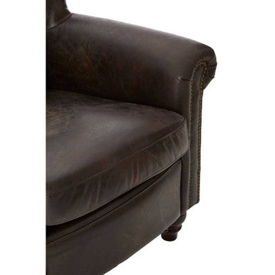 Dark Grey Brown Leather Armchair | Victor