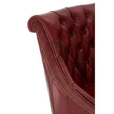 Deep Red Leather Lounge Chair with Tufted Back | Victor