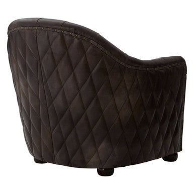 Dark Grey Brown Leather Tub Chair | Victor