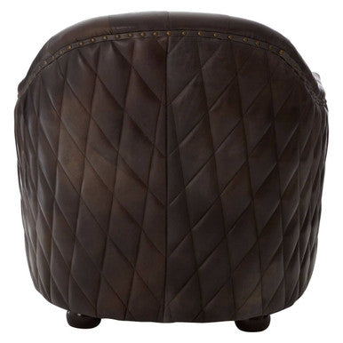 Dark Grey Brown Leather Tub Chair | Victor
